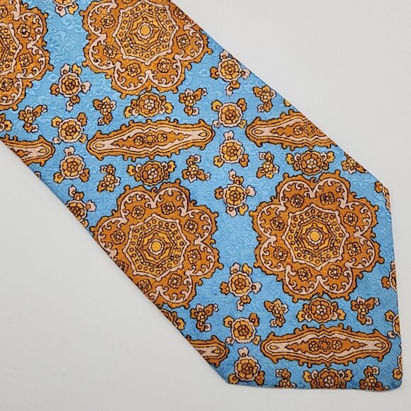 Grenada Necktie Geometric Floral Blue Orange Pink 4.5" W 58" L VTG Retro - Picture 2 of 5